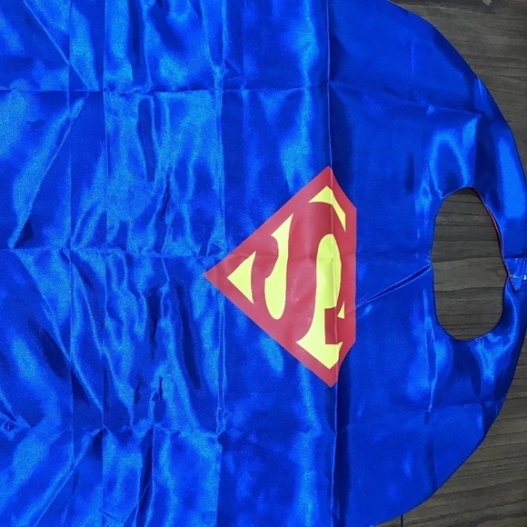 Super Man Cape Blue Hero Shield Reversible Halloween Book Parade Preppy Classic - Picture 2 of 6